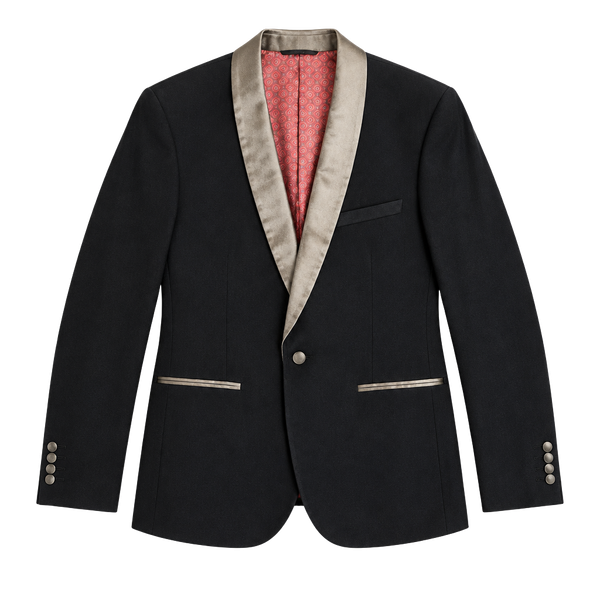 Paisley & Gray Men's Slim Fit Black Velvet Tuxedo Blazer with Gray Shawl Lapel