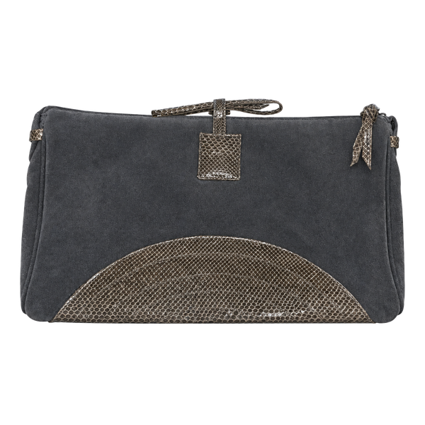 Bellina Bycks Suede Snakeskin Clutch Bag Grey
