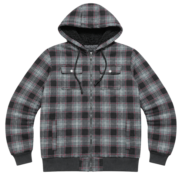 Carbon Sherpa Lined Plaid Hooded Jacket