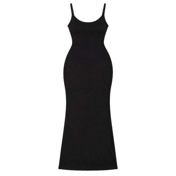 Halara Ribbed Maxi Dress Size L Black Camisole Long Slip Dress