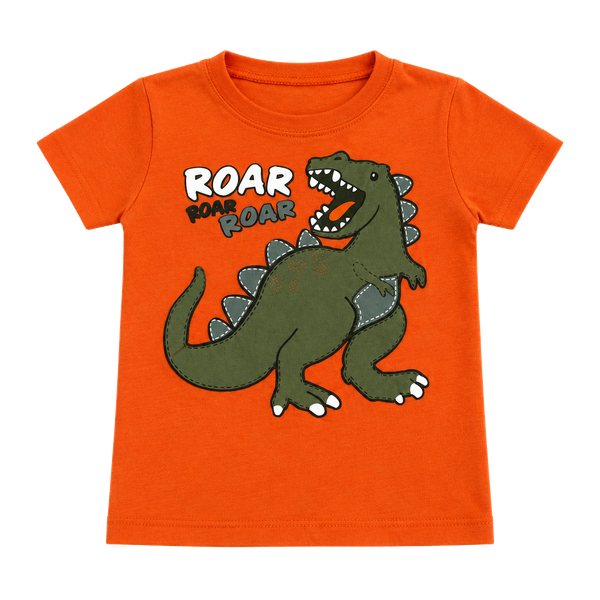 Kids Headquarters Dinosaur Graphic T-Shirt Size 3T Orange Short Sleeve