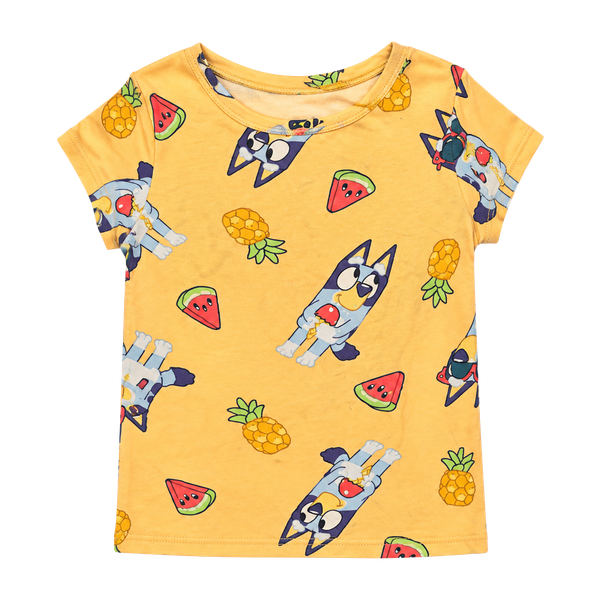 Bluey T-Shirt Size 4T Yellow Character Print
