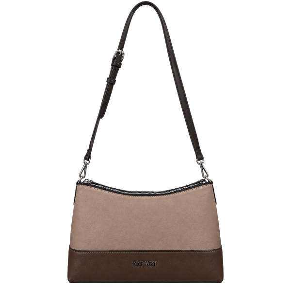 Nine West Two Tone Shoulder Bag Brown Tan Crossbody