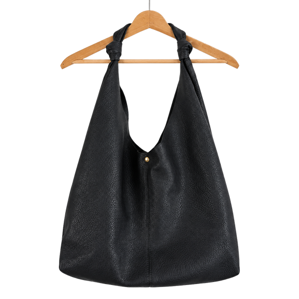 Anthropologie Love Knot Slouchy Bag Black Leather Hobo Handbag