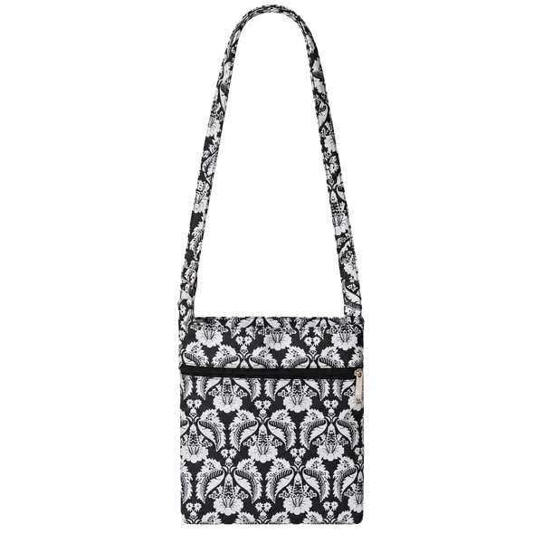 Vera Bradley Hipster Crossbody Bag Black White Paisley Floral