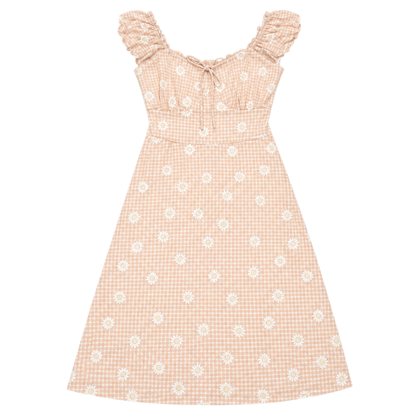 No Boundaries Mini Dress Size S 3-5 Pink Gingham Daisy