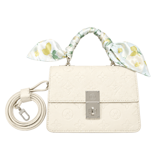 Aldo Callunaax Satchel Handbag White Embossed Crossbody With Scarf