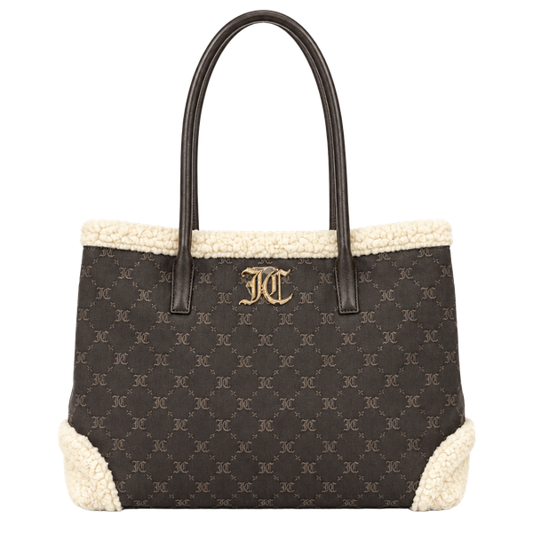Juicy Couture Ice Queen Sherpa Winter Brown Tote Bag New with Tags