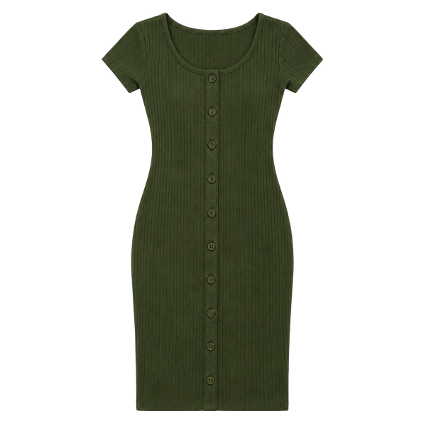 No Boundaries Ribbed Dress Size M 7-9 Olive Green
