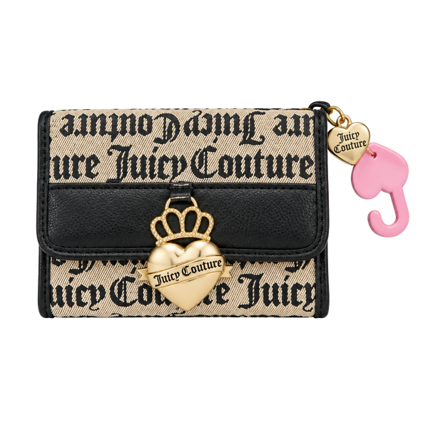 Juicy Couture Retro Glam Double Sided Trifold Wallet Black Beige