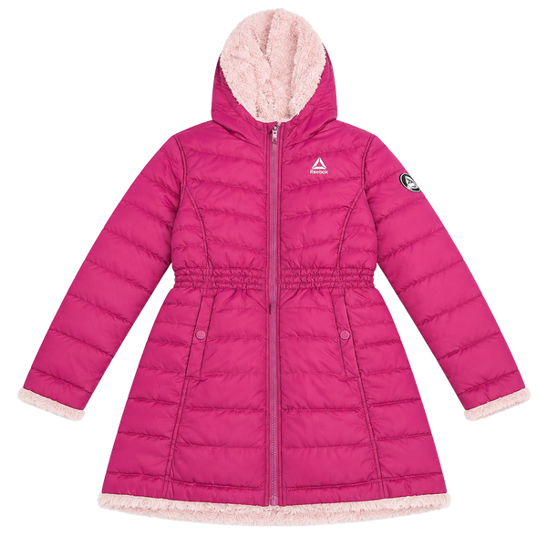 Reebok Girls Pink Quilted Nylon Puffer Jacket Size 6