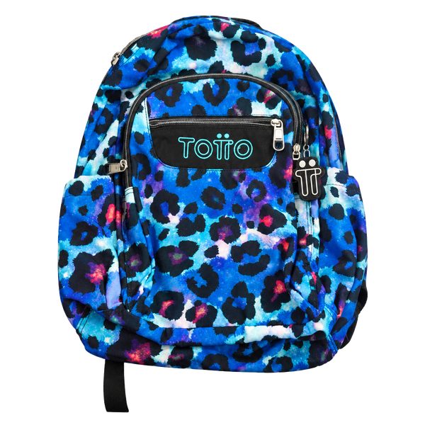 Totto Acuareles School Backpack Blue Leopard Print