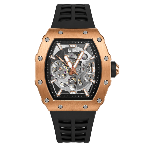 BiBi Automatic Skeleton Watch Rose Gold and Black