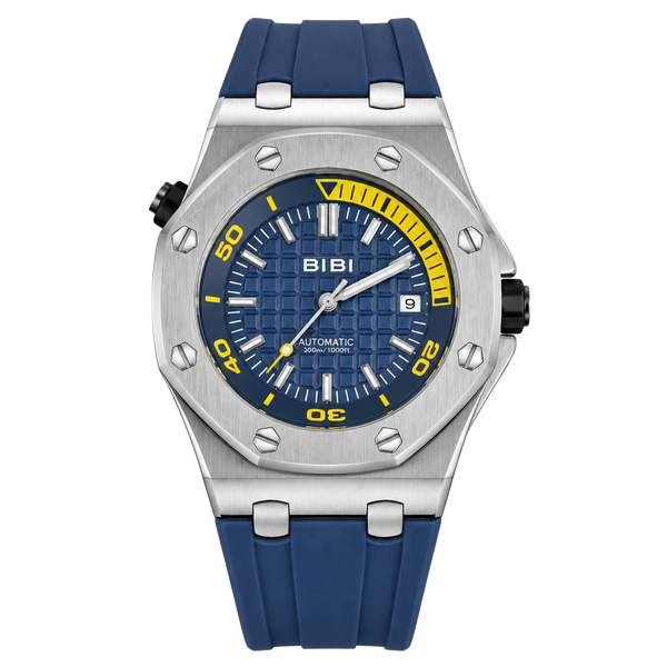 BIBI Luxury Watch Automatic Blue Rubber Strap