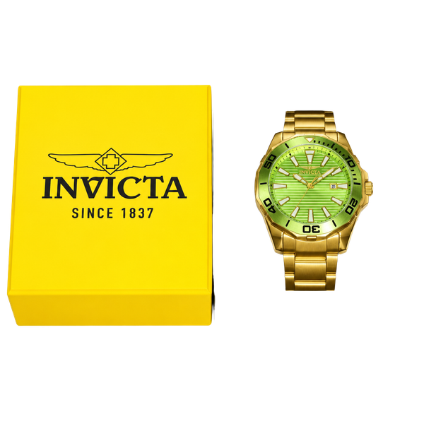 Invicta Diver Meridian Men's Watch 46mm Gold Tone Green Dial
