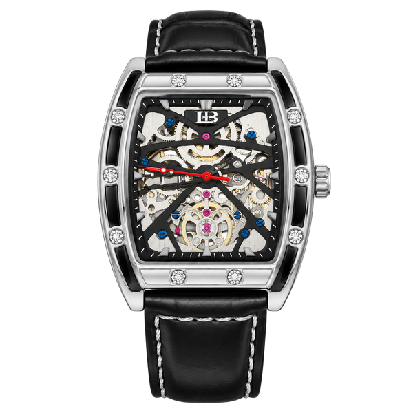 BIBI Skeleton Automatic Mechanical Wrist Watch Leather Band