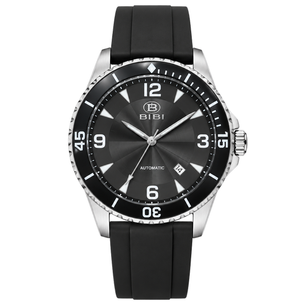 BIBI Automatic Watch Black Dial Rubber Strap
