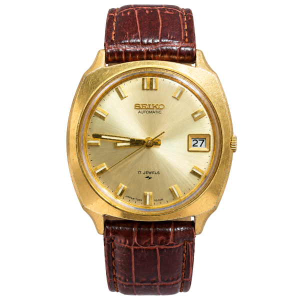 Seiko 7005-7041R Automatic Gold Tone 17 Jewels Vintage Watch