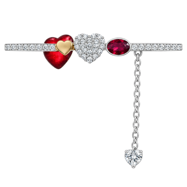 Swarovski Duo Heart Bangle Crystal Pavé Rhodium-Plated