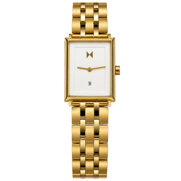 Mvmt Signature Square Gold Watch White Dial 24Mm
