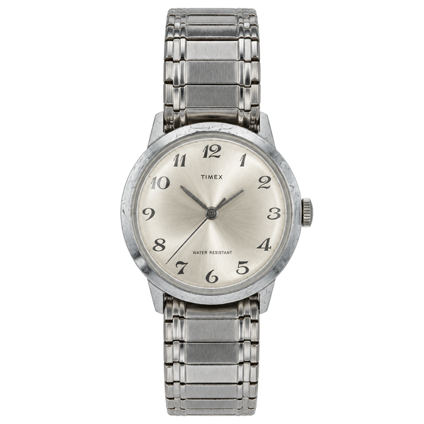 1975 Timex marlin Mechanical Watch Silver Dial Expansion Band