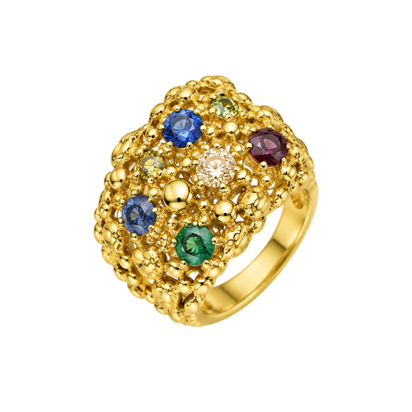 Unbranded 14K Yellow Gold Epectro Plated Multi Gemstone Nugget Band Ring