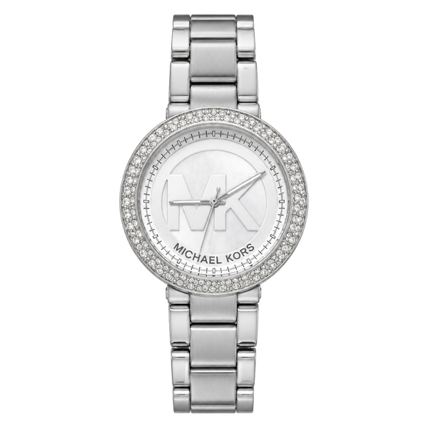 Michael Kors Silver Stainless Steel Quartz Watch with Crystal Bezel mk 168