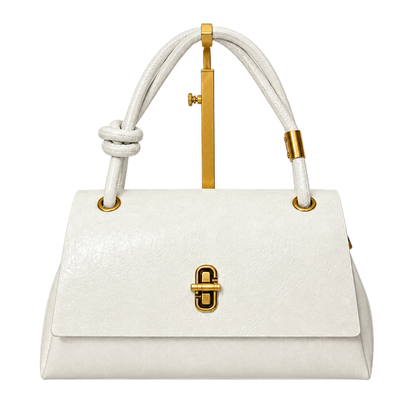 Unbranded PU Fabric Handbag White Flap Square Twist Lock