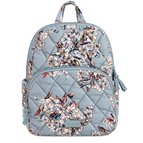 Vera Bradley Light Blue Quilted Floral Cherry Blossom Backpack Purse