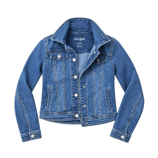 Cat & Jack Denim Jacket Size L (10/12) Blue Trucker Jean Coat