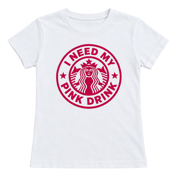 Bella Canvas Kids Pink Drink Graphic T-Shirt Size M 10-12 White