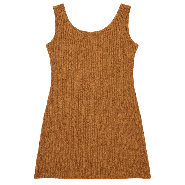 Baevely Ribbed Knit Mini Dress Size L Brown Twist Back NWT