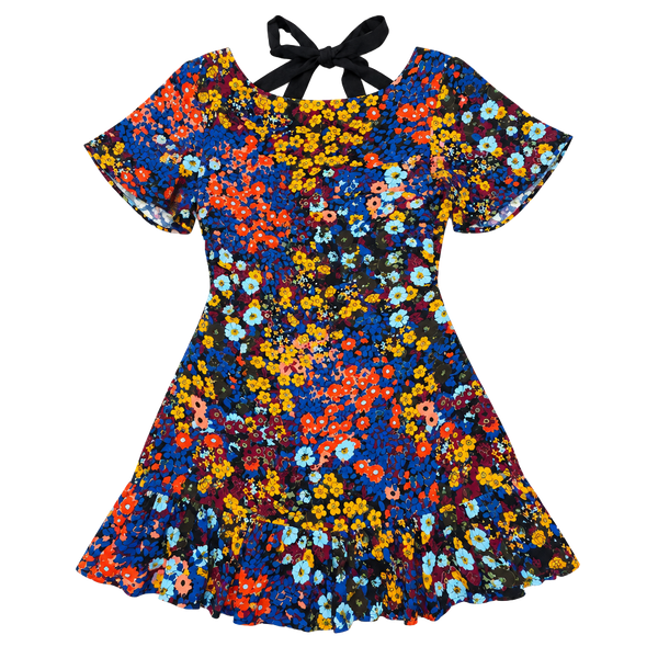 Anthropologie Ruffled Satin Floral Mini Dress Size 0 P