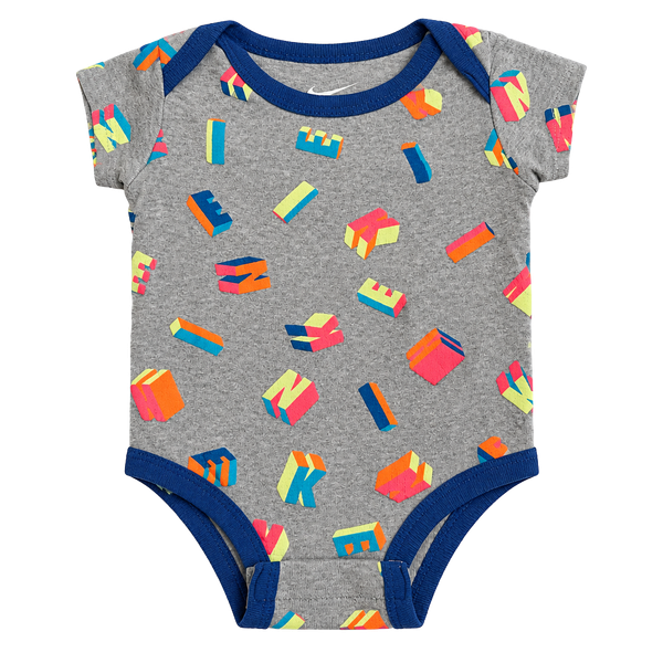 Nike Block Logo Bodysuit Size 0-6M Gray Graphic Bodysuit/One piece