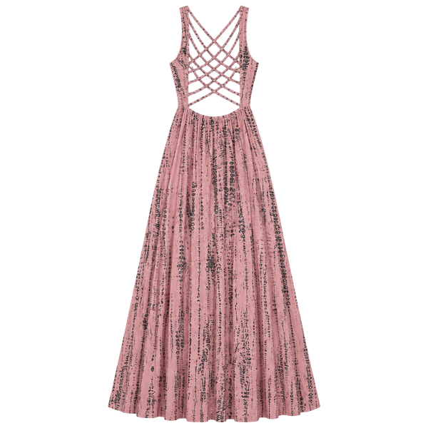 Maxi Dress Pink Tie Dye Lattice Back