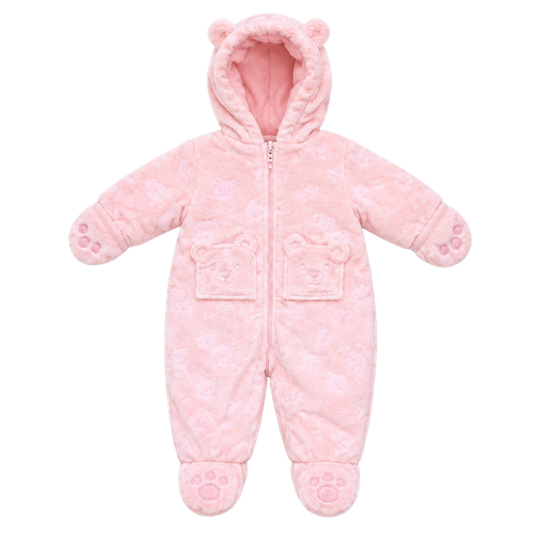 Carter's Hooded Sherpa Jumpsuit Size 0-3 Month Pink Bear