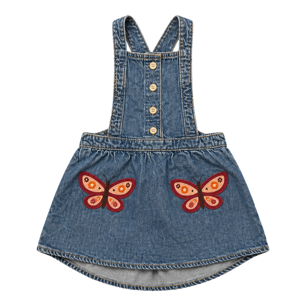 Gymboree Denim Skirt Overalls Size 4T Butterfly Embroidery