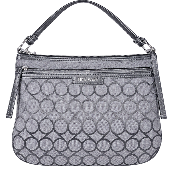 Nine West Crossbody Bag Gray Geometric Print Zippered Handbag