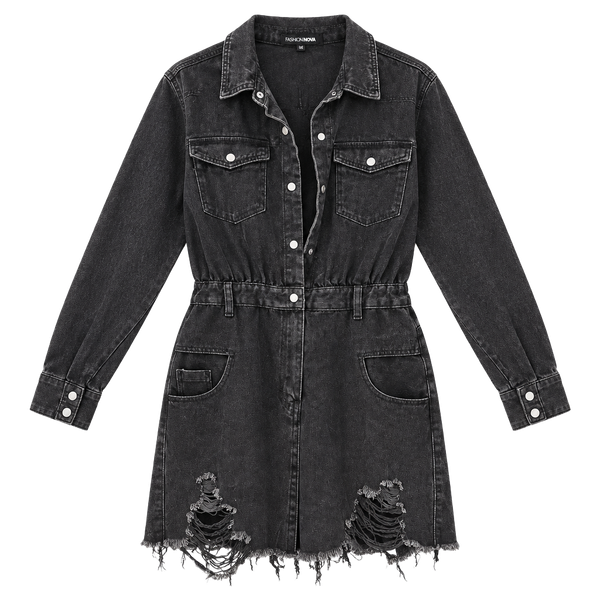 Fashion Nova In My Denim Romper Size XL Black Distressed