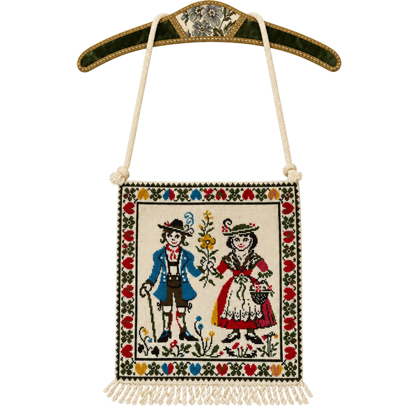 Vintage Tapestry Folk Art Cottagecore Cross Stitch Crossbody Bag Purse Fairycore