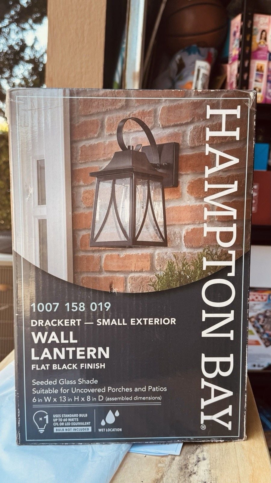 Outdoor Wall Lantern Black, Sconce Seedy Glass, Hampton Drackert New! 5