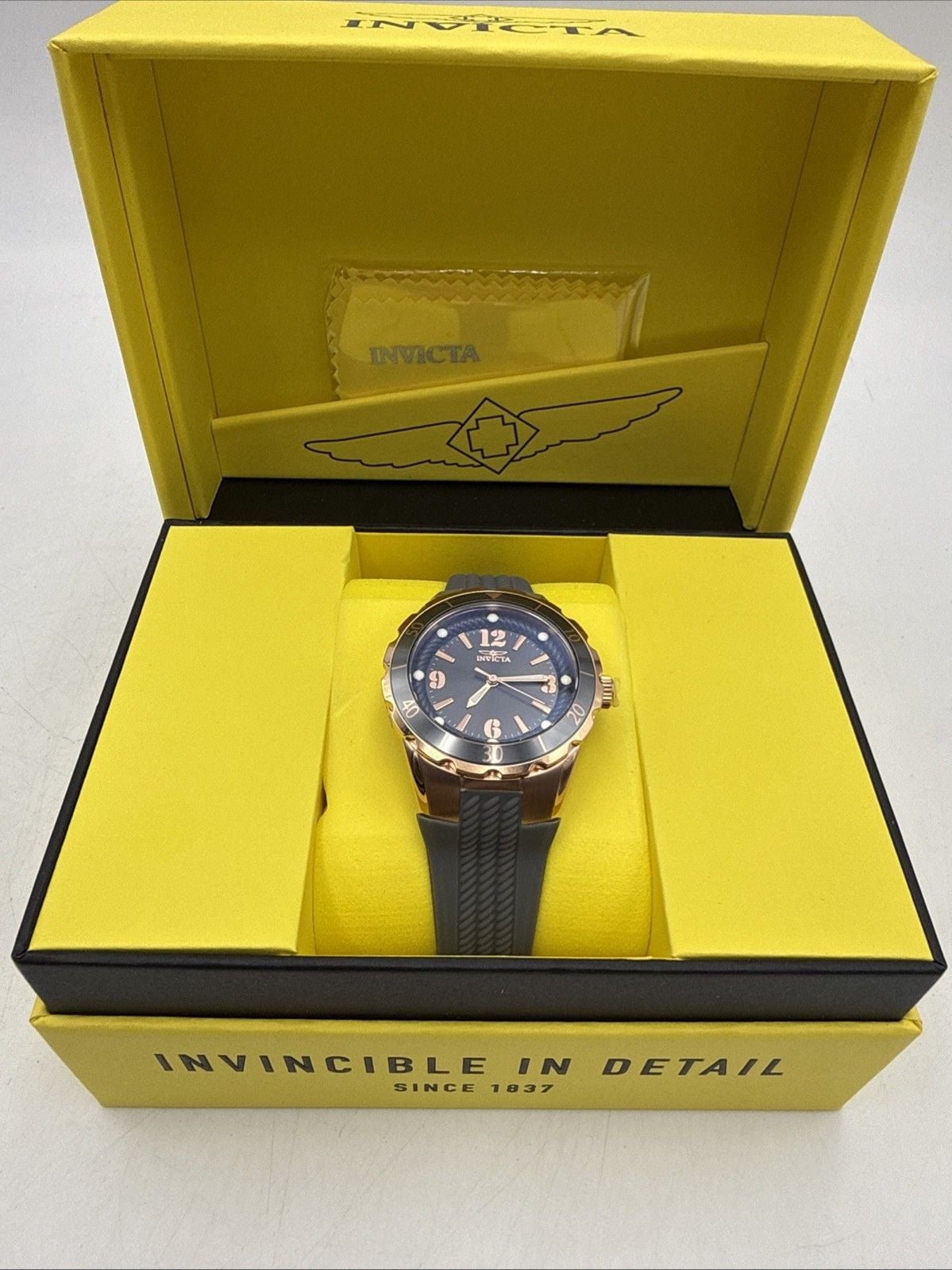Invicta Angel Women’s Quartz Watch 40310 Charcoal Dial Rose Gold 38mm New In Box 15