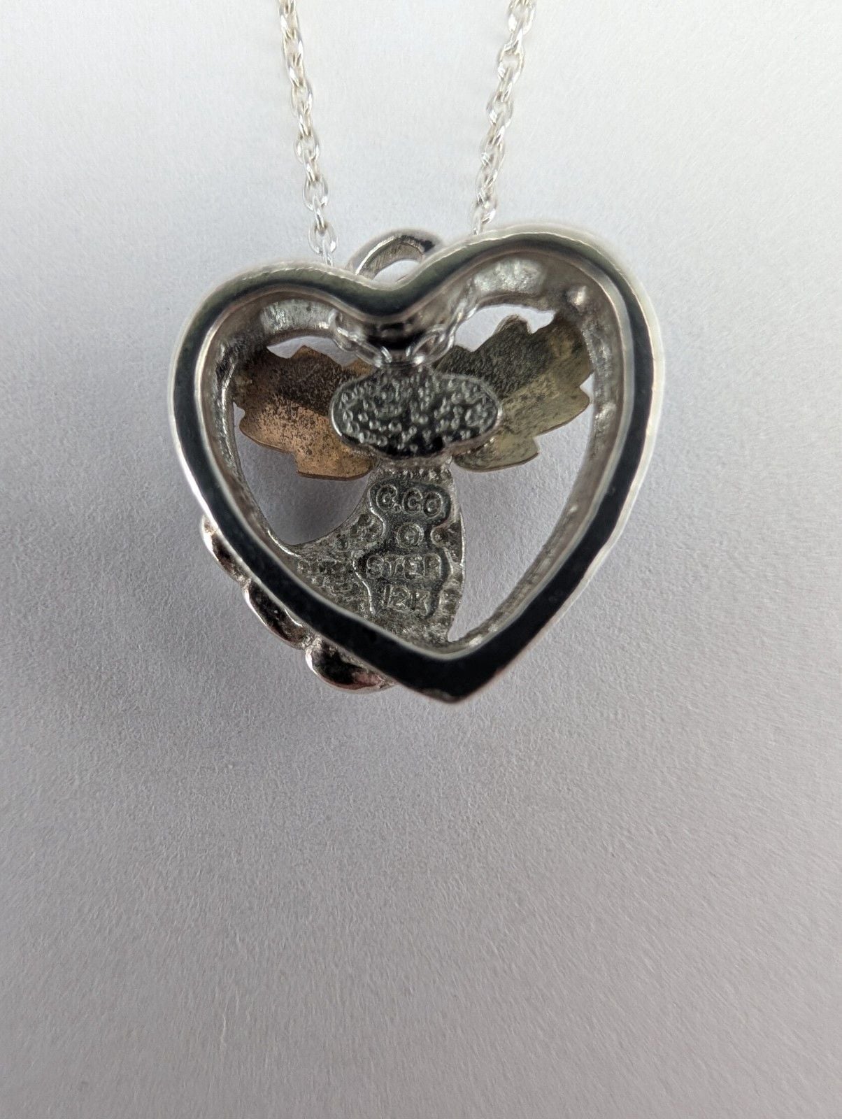 Coleman & Co 12K Gold and Sterling Silver Praying Angel Heart Pendant 3