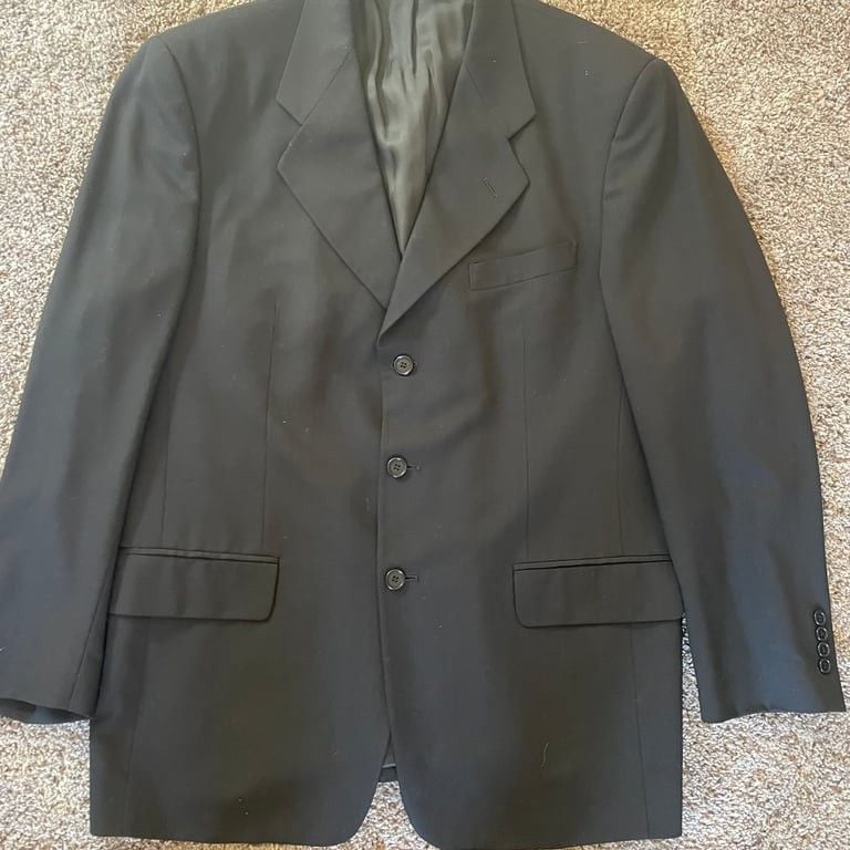 Vito Rufolo Men's Black Wool Suit Jacket Italian Size 43R Career Business 9