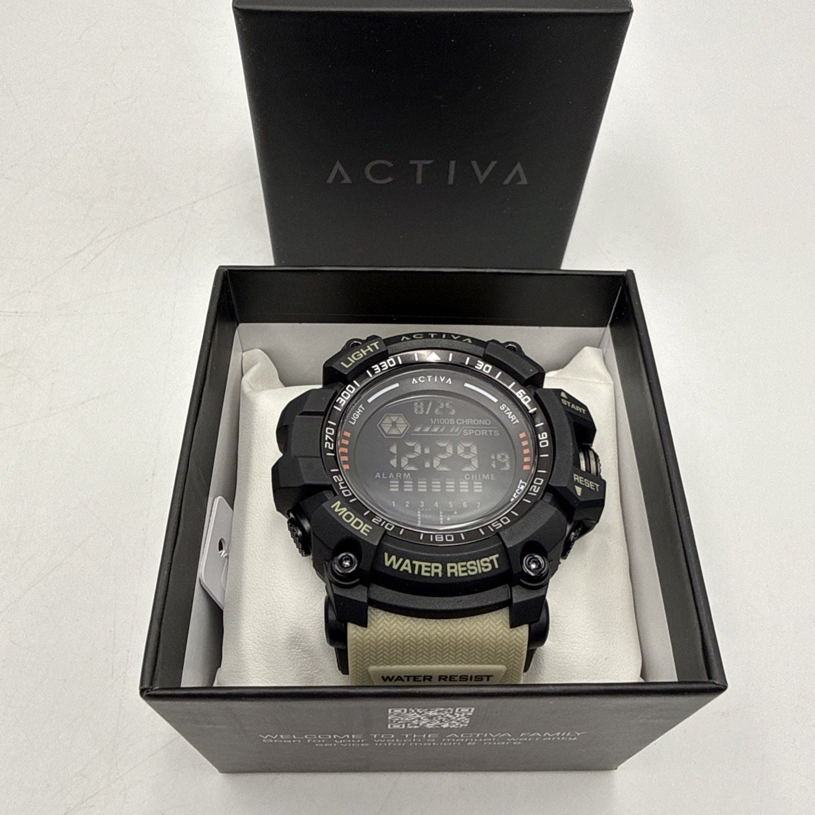 NEW Activa X Invicta Digital Men's Watch 56mm Beige Black Sport ACW8020-002 NIB 15