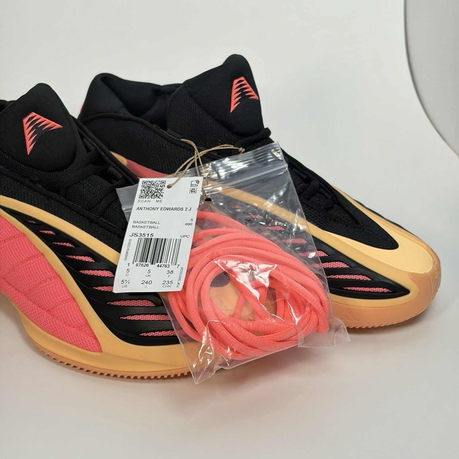 adidas Anthony Edwards 2 JS3515 With Love 5.5Y Acid Orange Black AE2 New 11