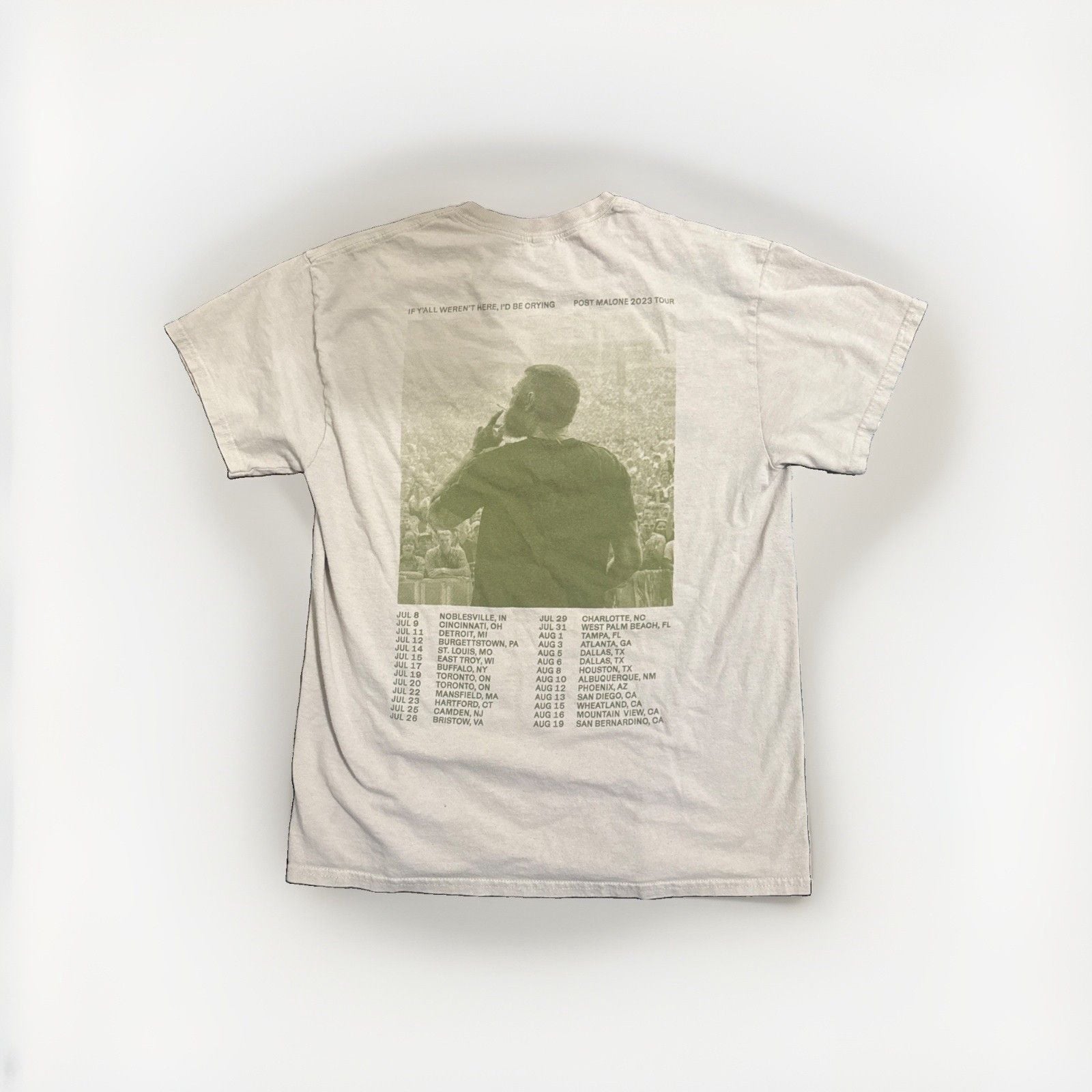 Post Malone Shirt Beige 2023 Tour Dates Austin Concert T-Shirt Size M Preowned 5