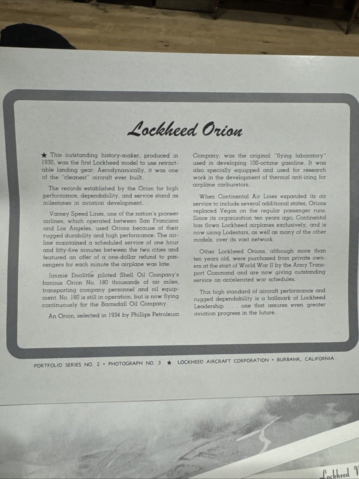 Set of 6 Vintage Lockheed Leadership Aircraft Corp Photographs Portfolio Folder 12