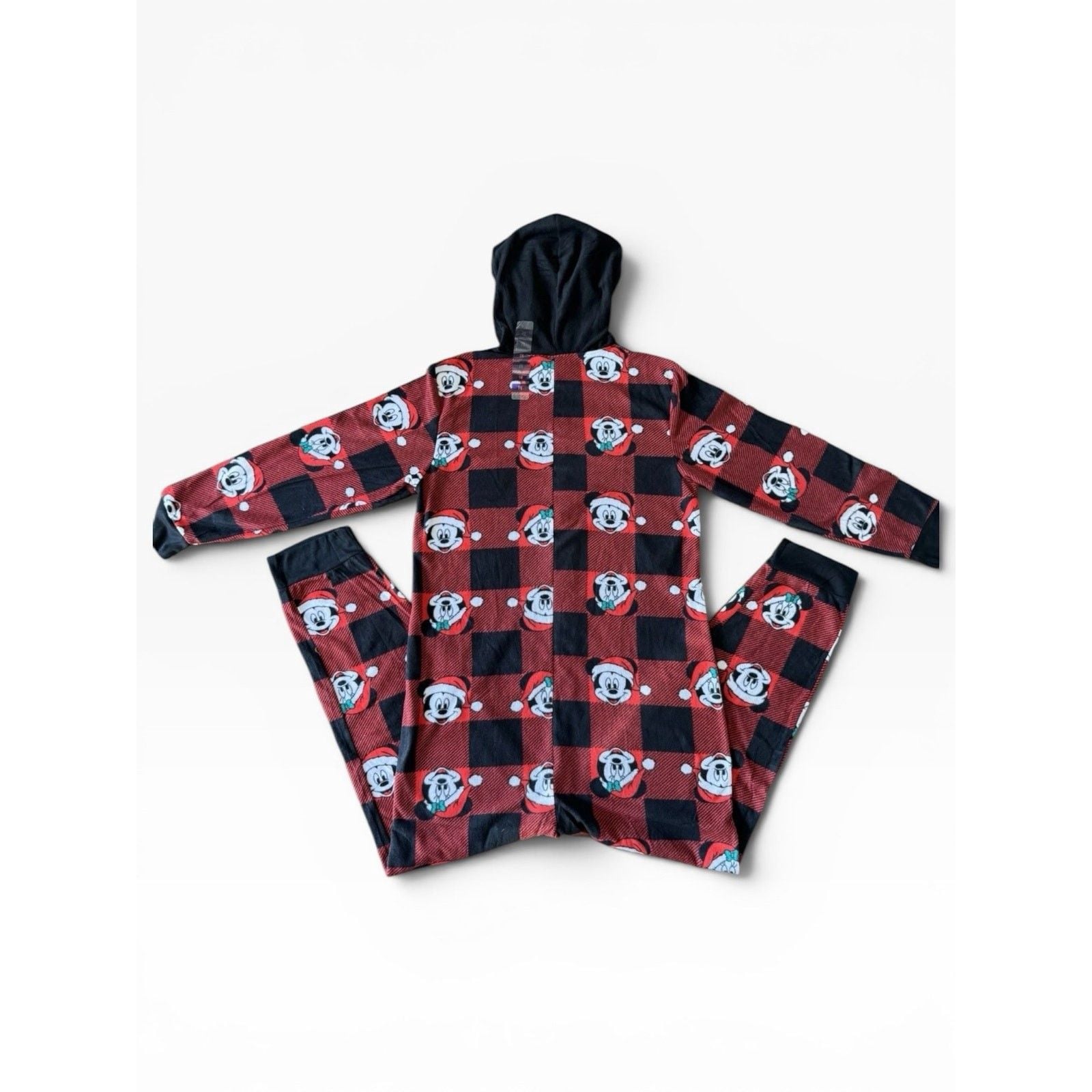 Disney Mickey Mouse Buffalo Plaid One Piece Pajamas L NWT 7