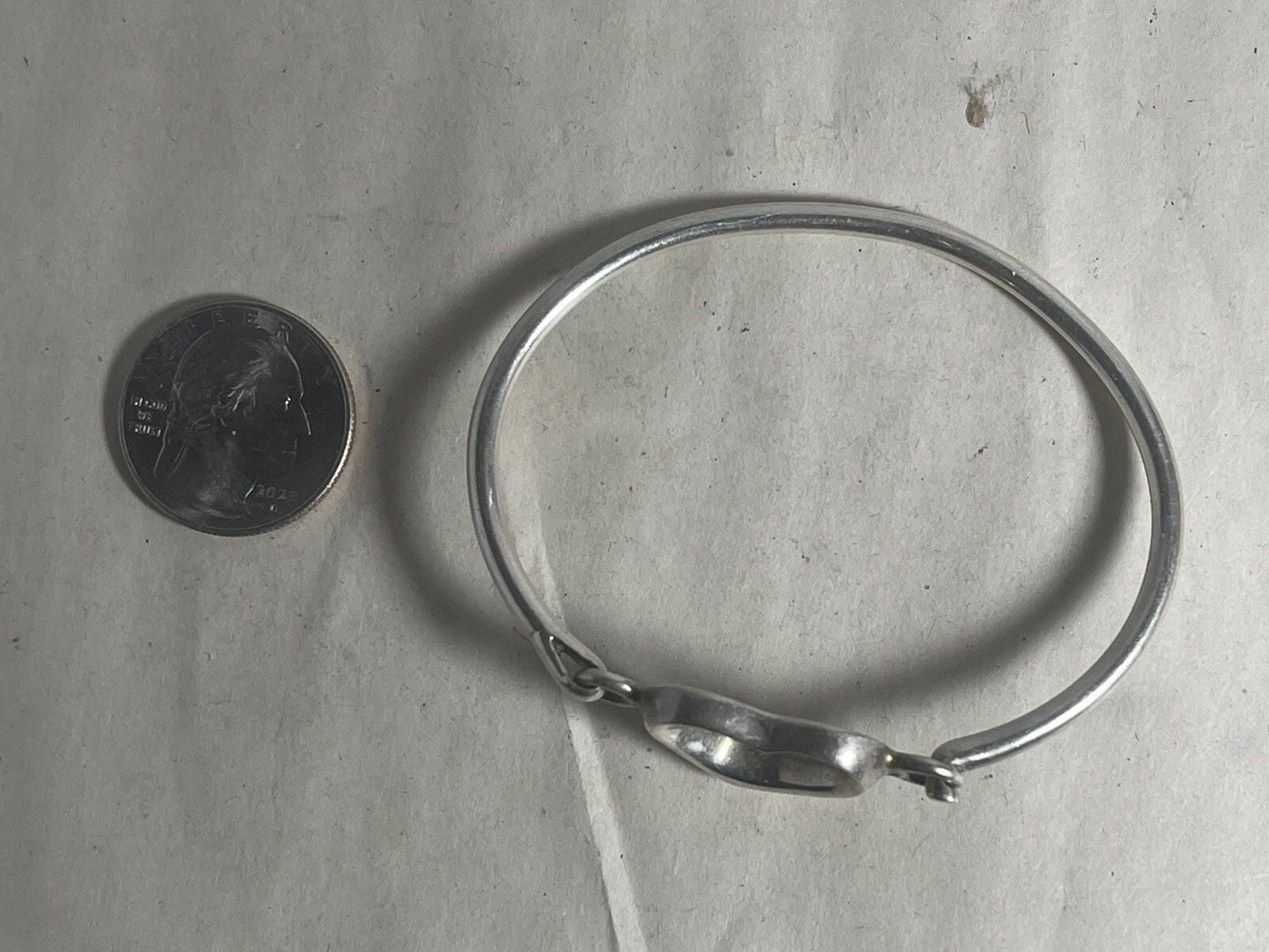 Native Southwestern Sterling Open Heart Bangle Cuff Bracelet Sterling Silver 925 7